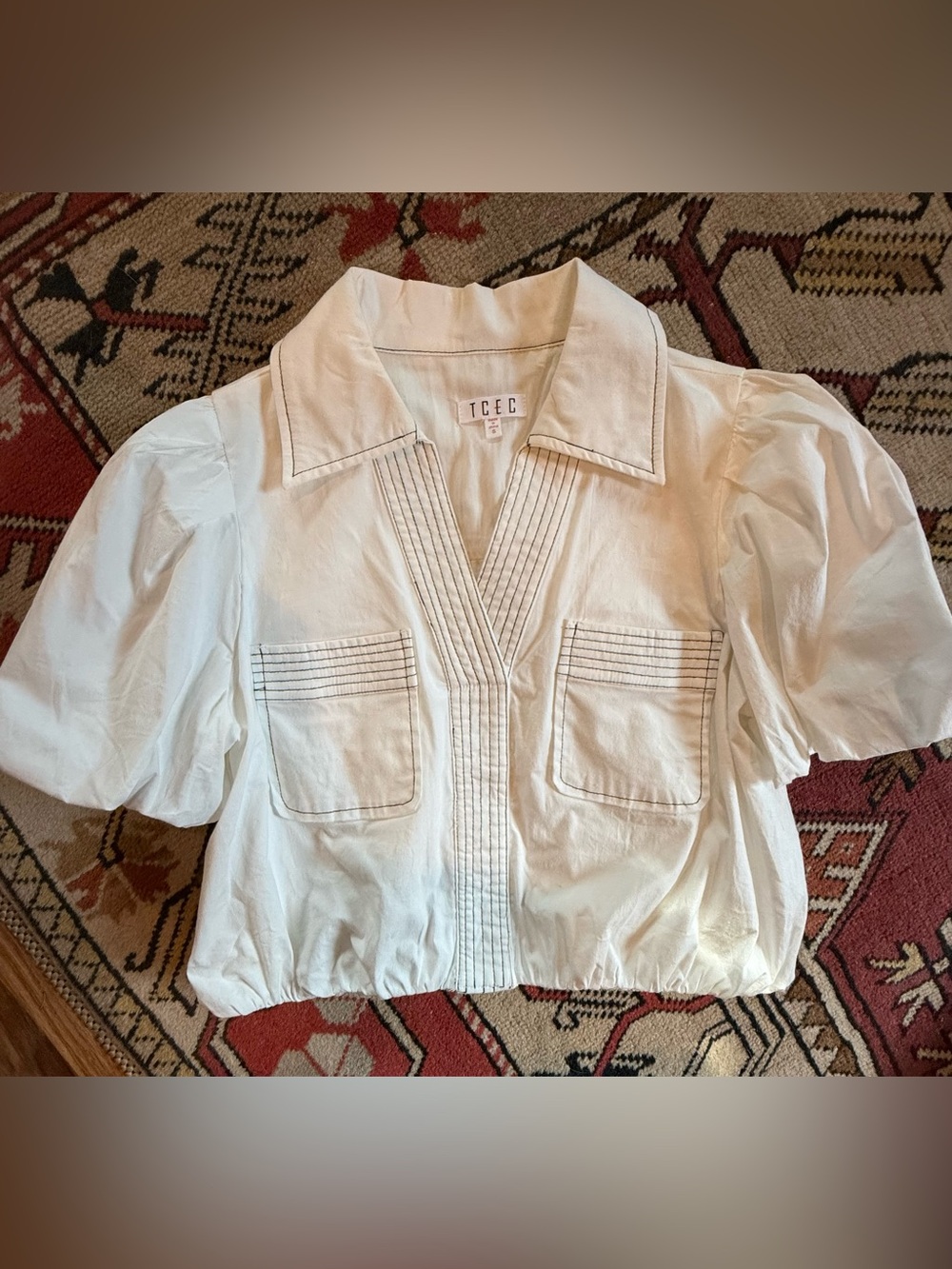 TCEC Cream Puff Sleeve Poplin Top